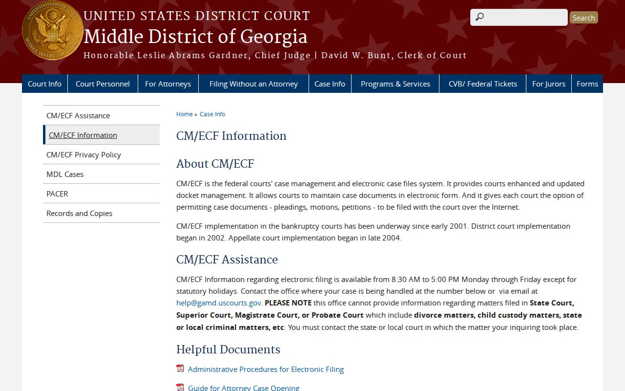 Calhoun County case lookup distinction from federal CM ECF