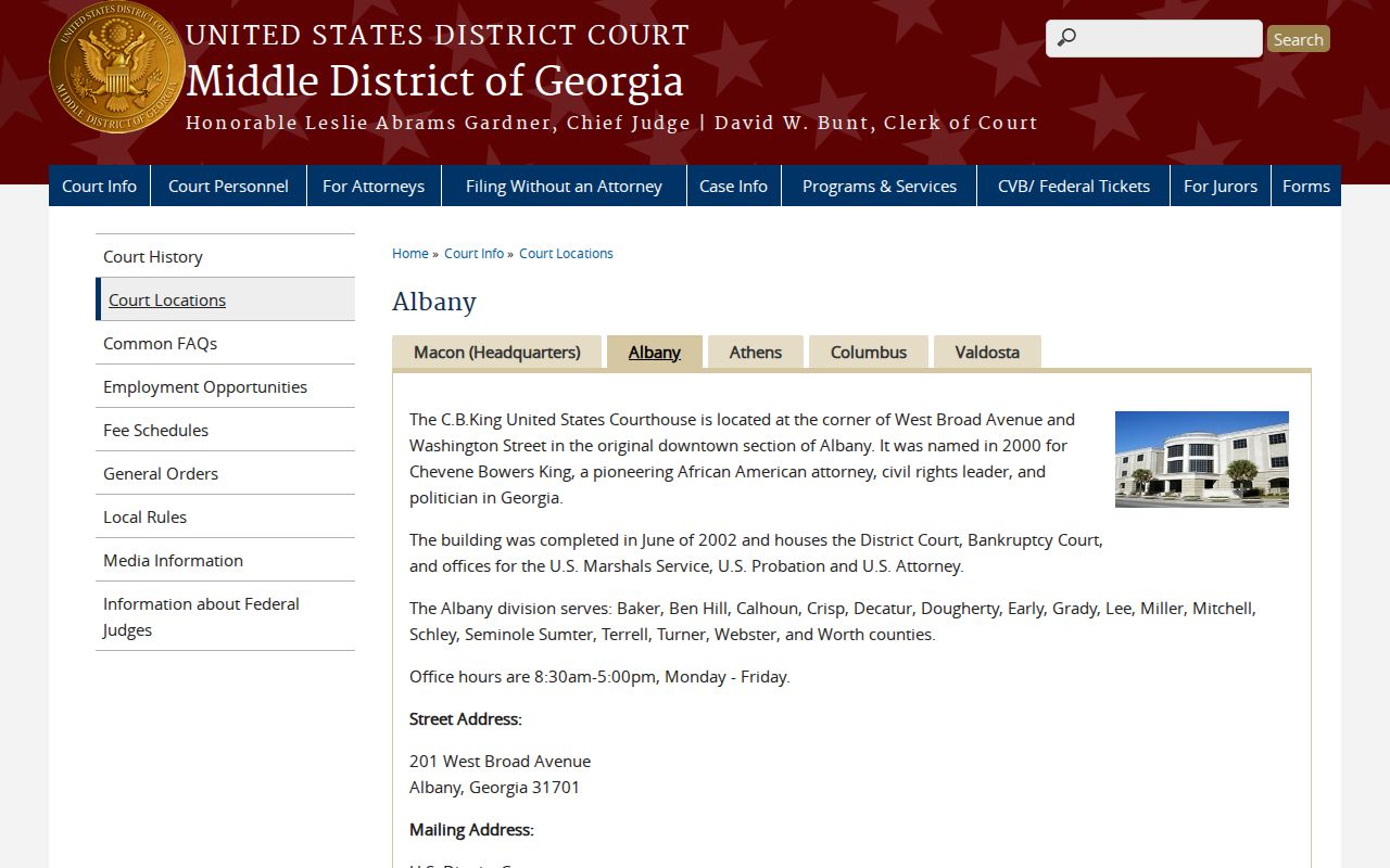 Calhoun County court record search federal Albany office
