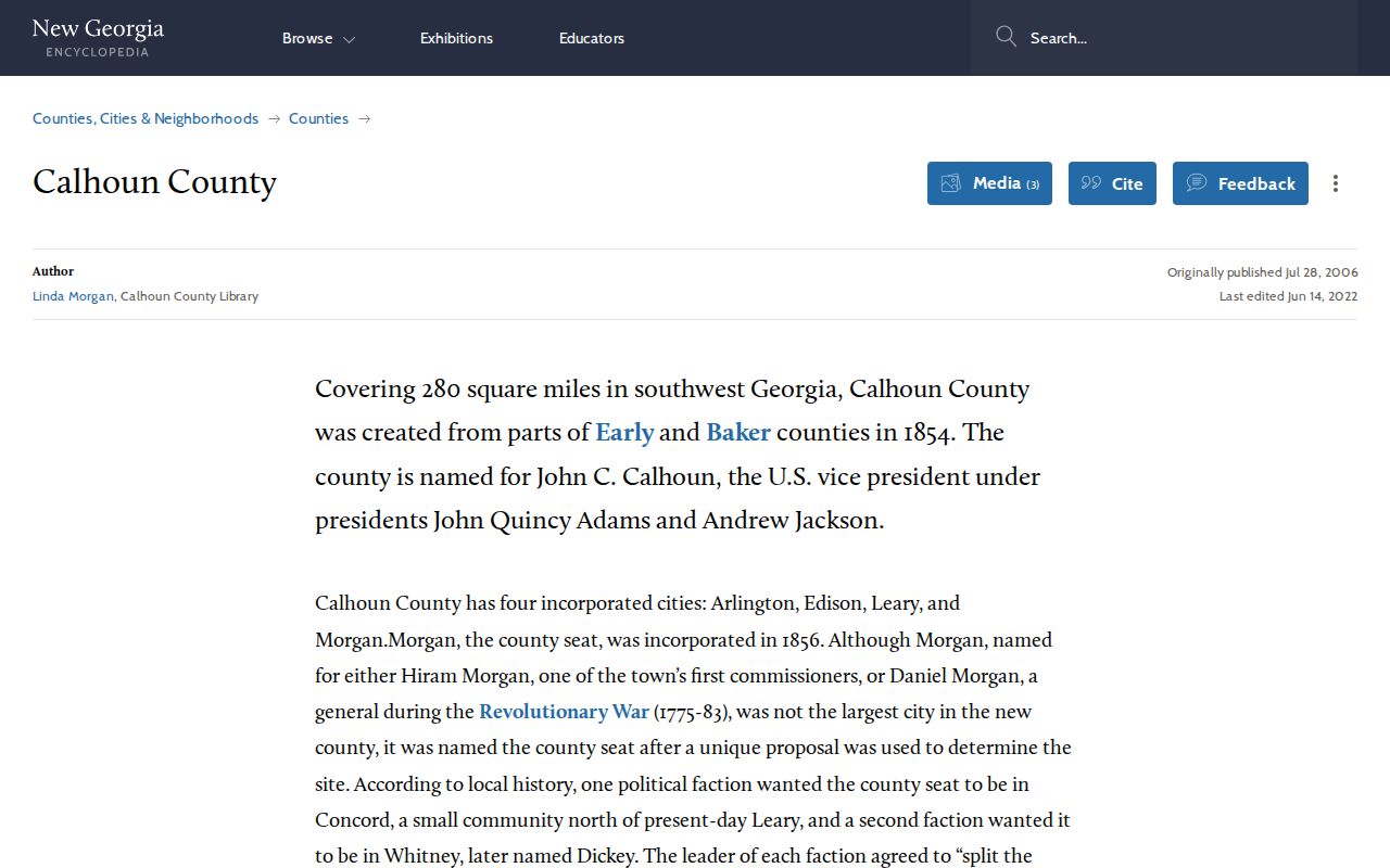 Calhoun County court docket and courthouse history source